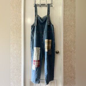 Easel Vintage Denim Patchwork Jumpsuit